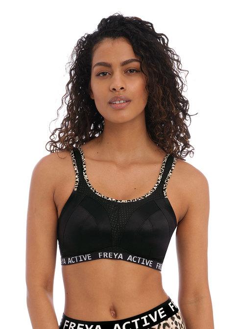 Freya Dynamic Pure Leopard Black Soft Cup Crop Top Sports Bra