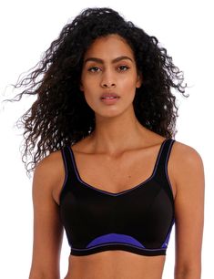 Freya Epic Electric Black Moulded Crop Top Sports Bra