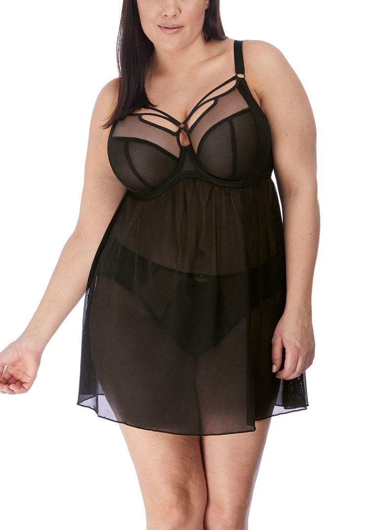Elomi Sachi Black Plunge Babydoll
