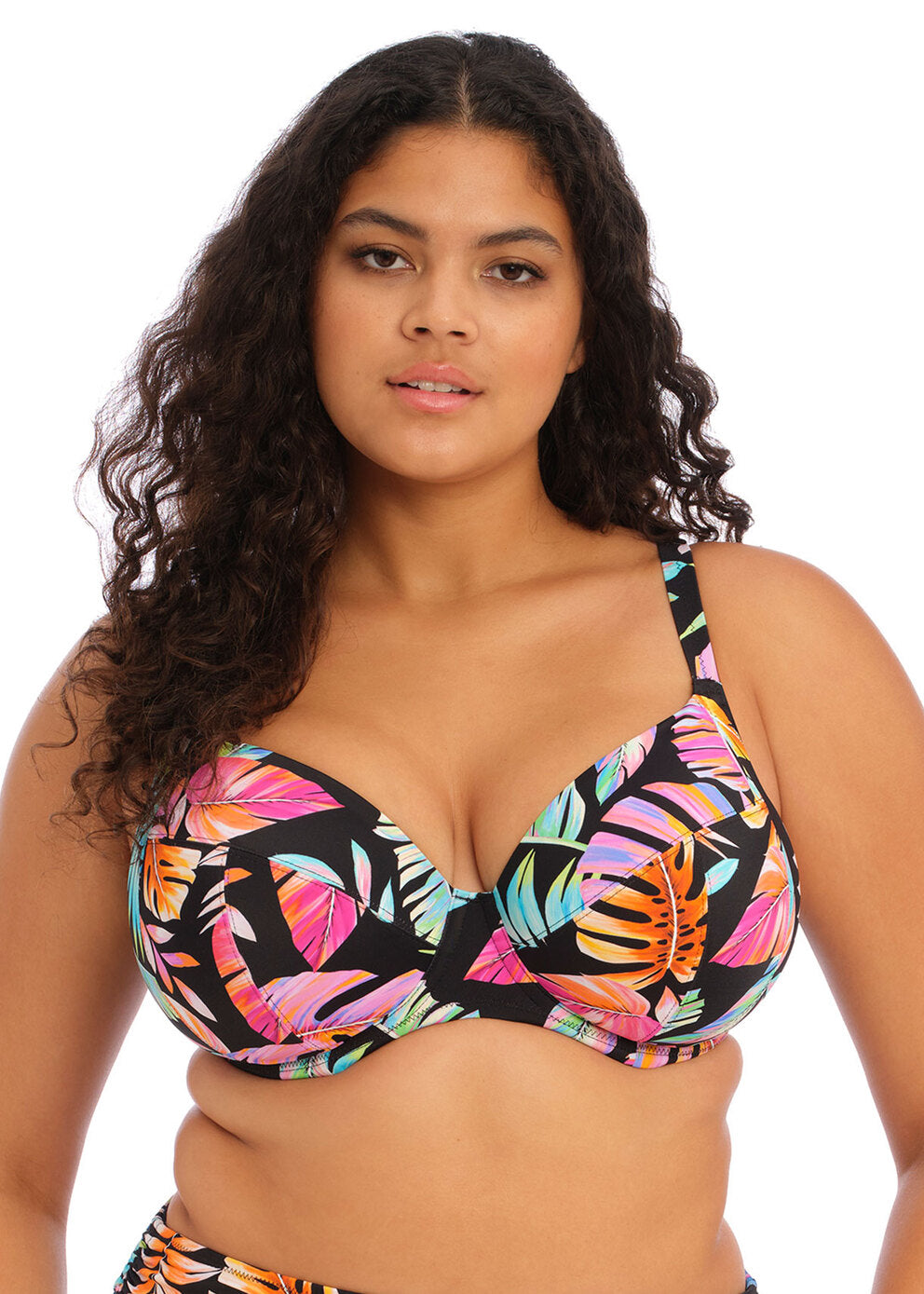 Elomi Tropical Falls Black Plunge Bikini Top