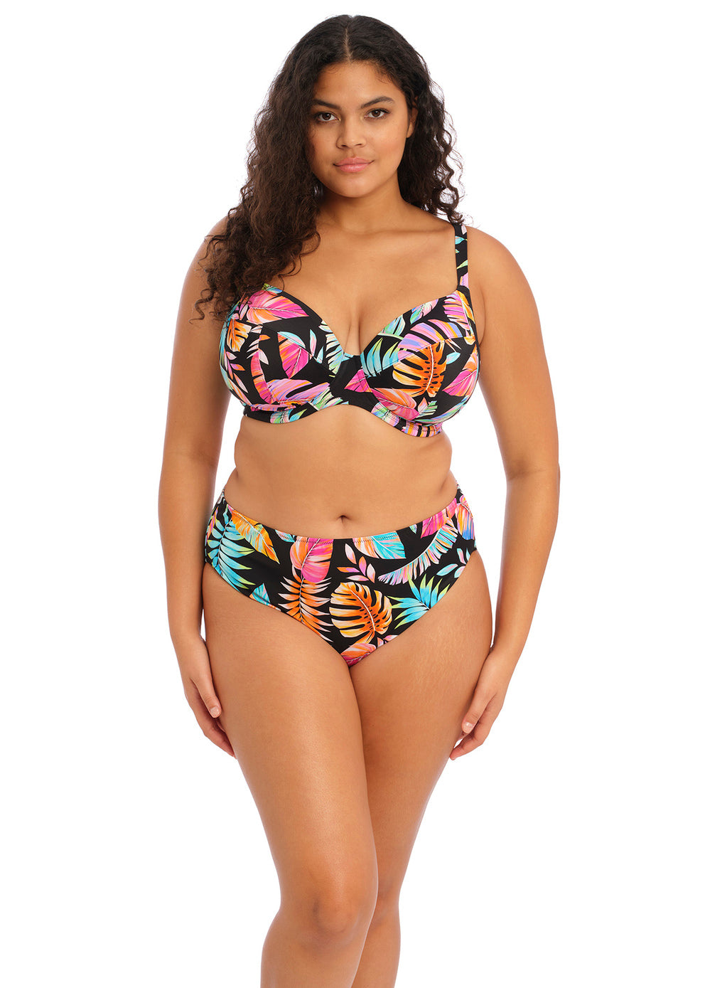 Elomi Tropical Falls Black Mid Rise Bikini Brief