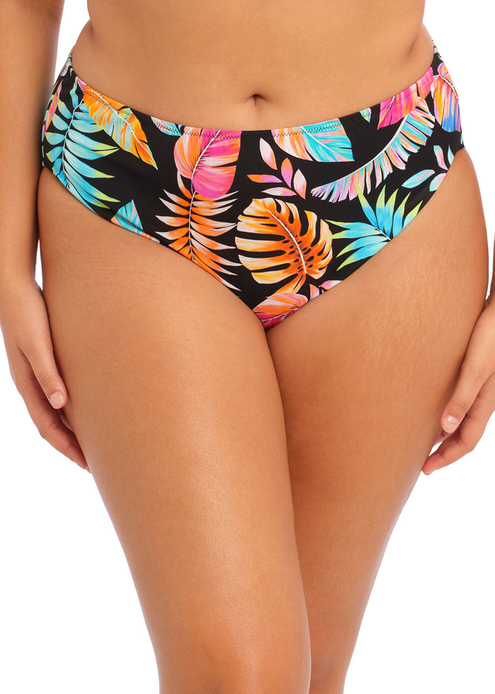 Elomi Tropical Falls Black Mid Rise Bikini Brief