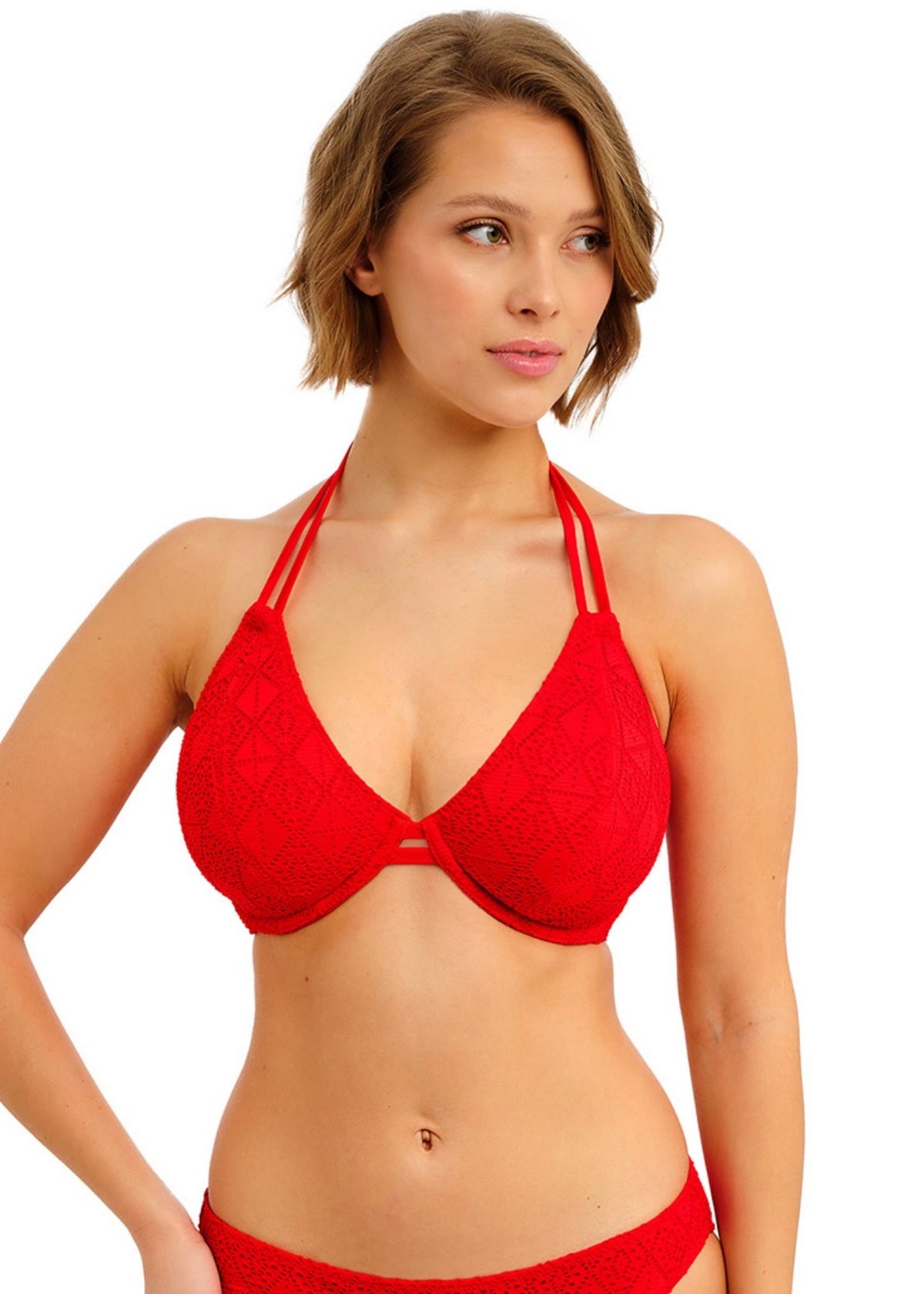 Freya Nomad Nights Halter Bikini Top - Lava - front view