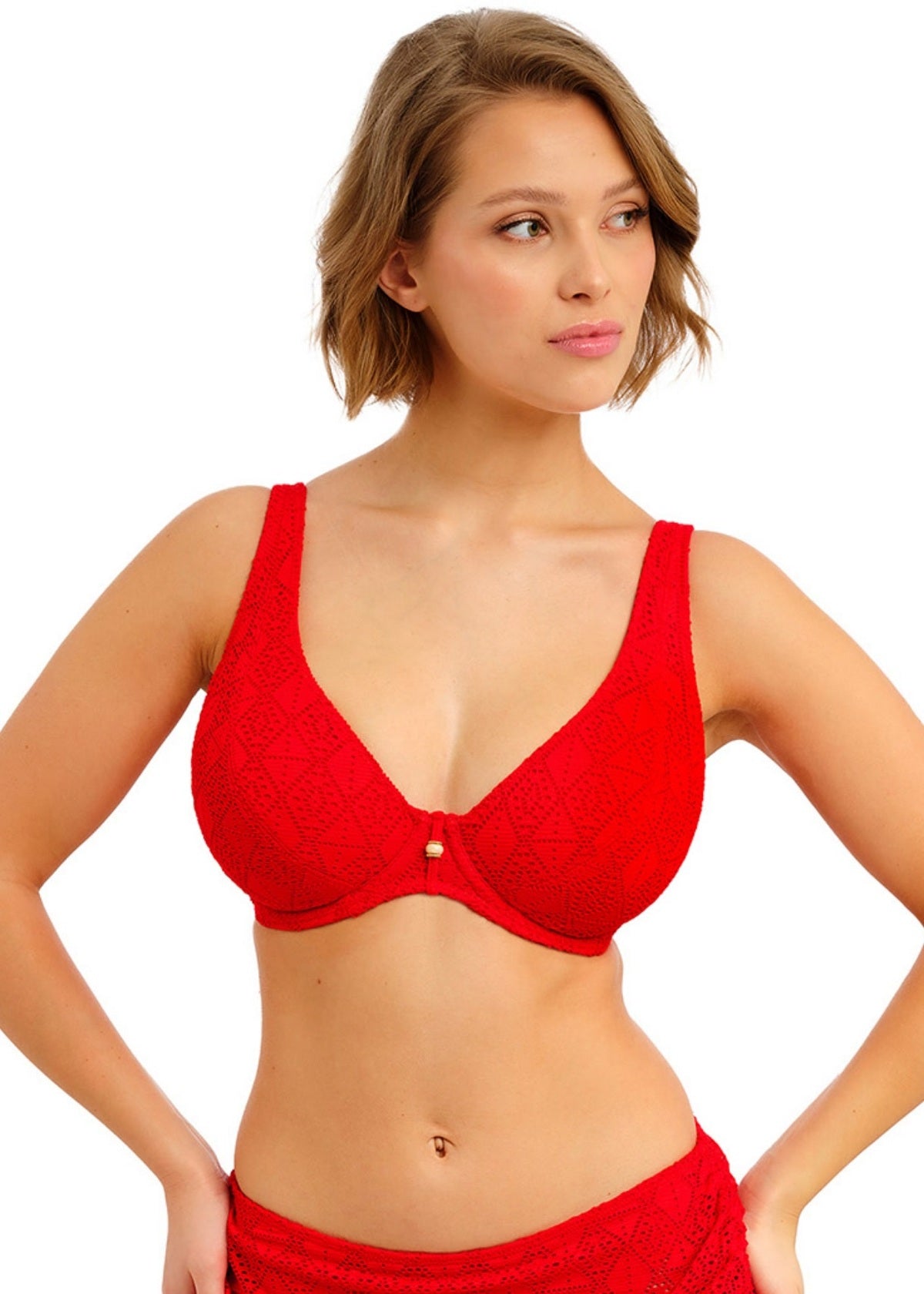 Freya Nomad Nights High Apex Bikini Top - Lava - front view