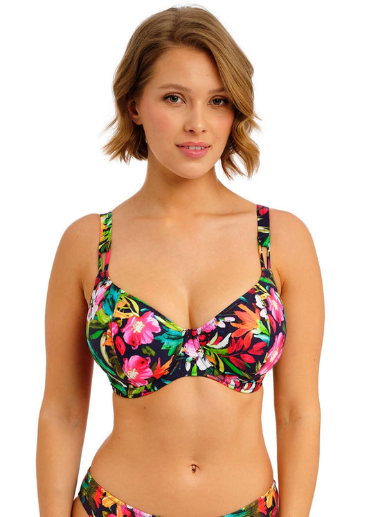 Freya Kailua Shores Plunge Bikini Top - Midnight - front view