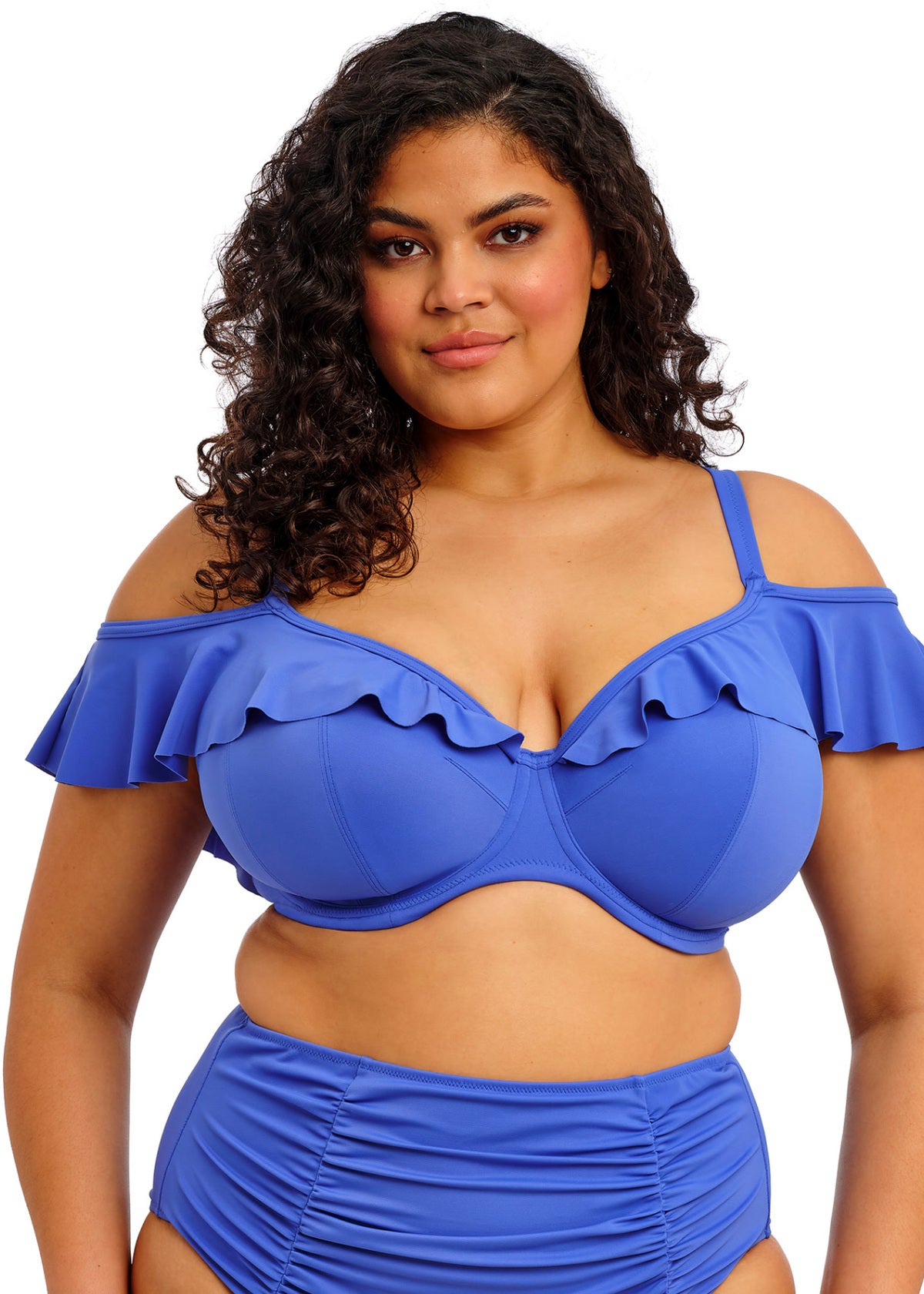 Elomi Plain Sailing Bardot Bikini Top - Azure - front view