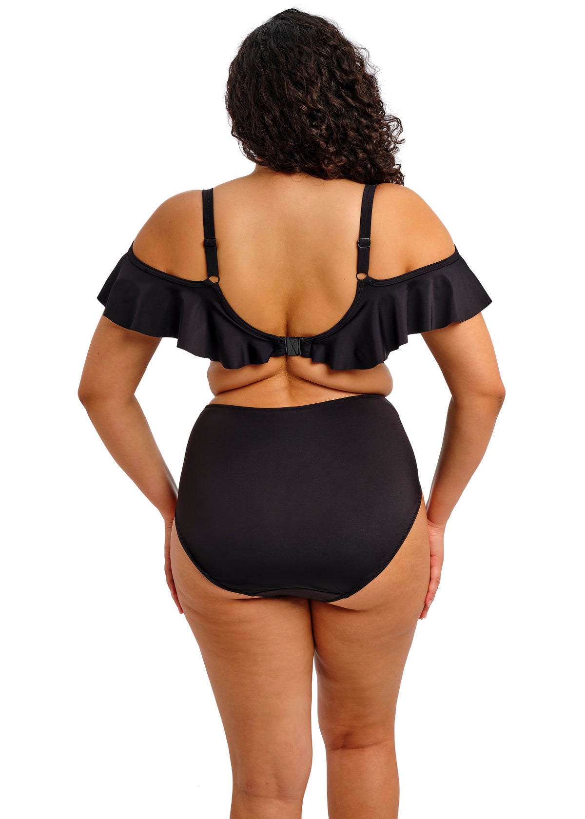 Elomi Plain Sailing Bardot Bikini Top - Black - back view