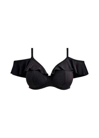 Elomi Plain Sailing Bardot Bikini Top - Black - product shot