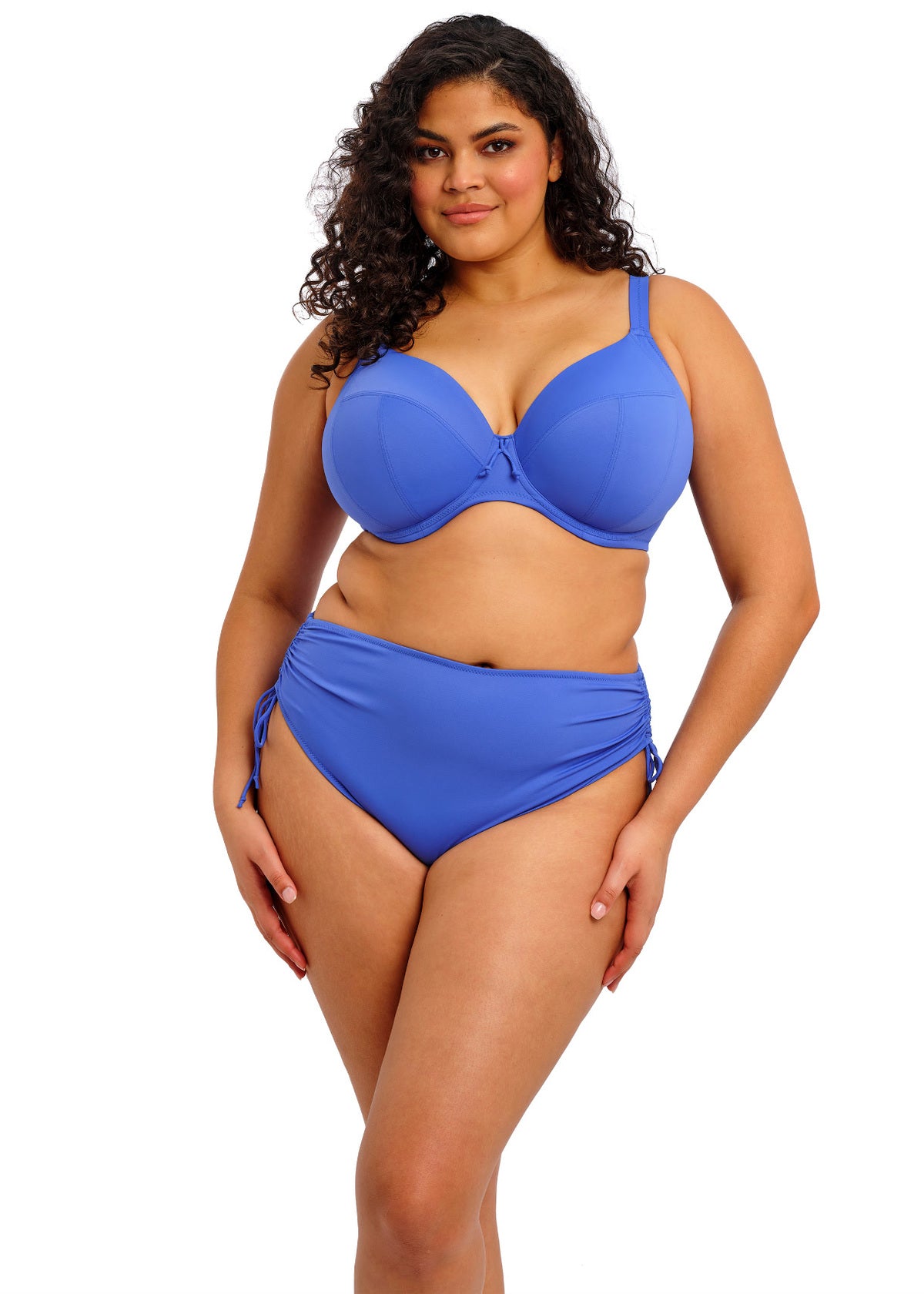 Elomi Plain Sailing Plunge Bikini Top - Azure - model view