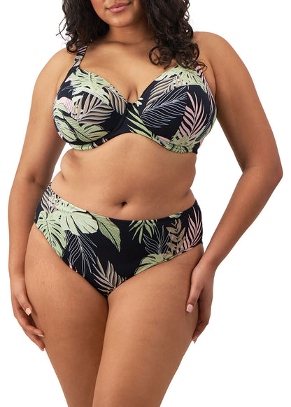 Elomi Tropical Retreat Plunge Bikini Top - Black - model view