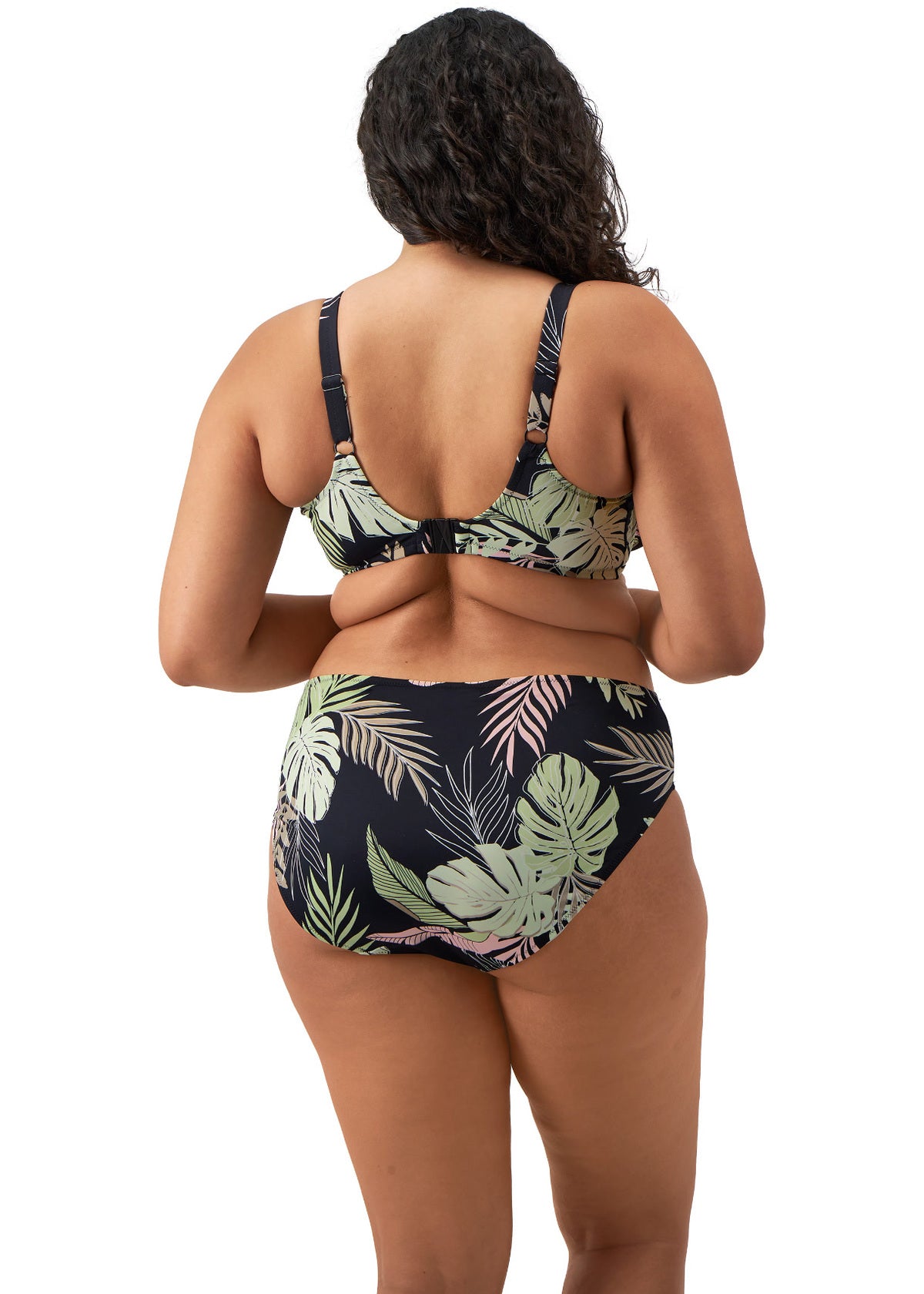 Elomi Tropical Retreat Plunge Bikini Top - Black - back view