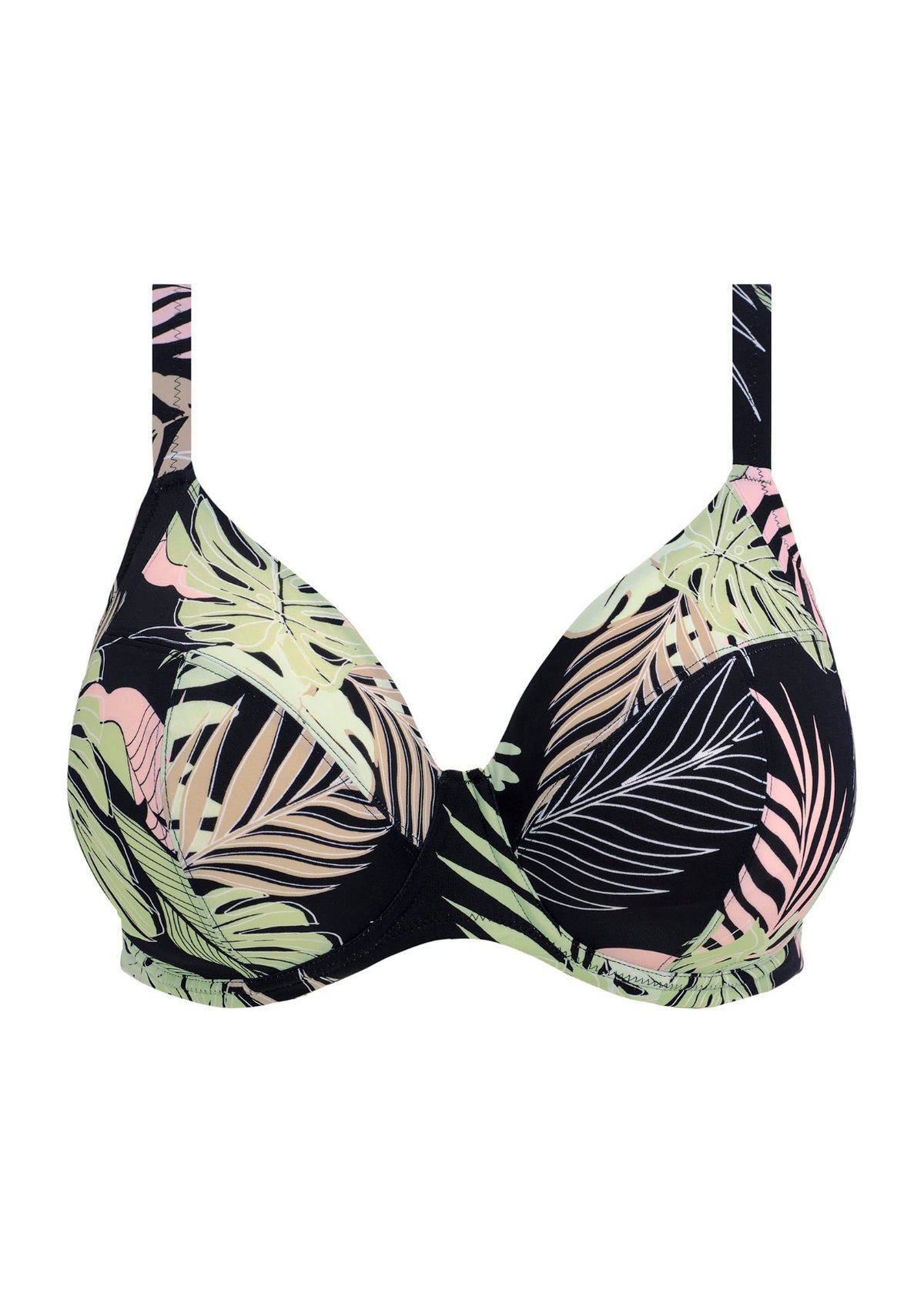 Elomi Tropical Retreat Plunge Bikini Top - Black - product shot