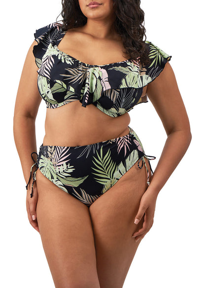 Elomi Tropical Retreat Bardot Bikini Top - Black - model view 2