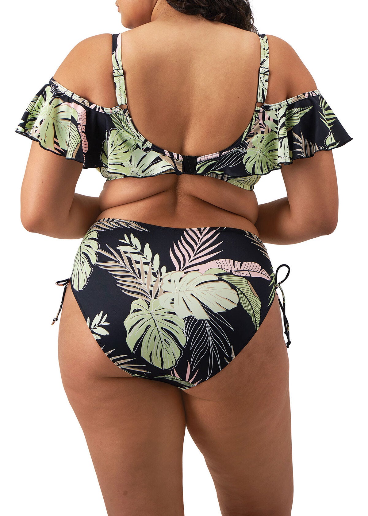 Elomi Tropical Retreat Bardot Bikini Top - Black - back view