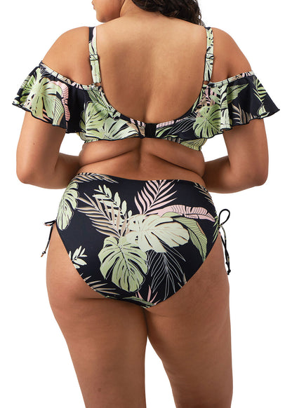 Elomi Tropical Retreat Bardot Bikini Top - Black - back view