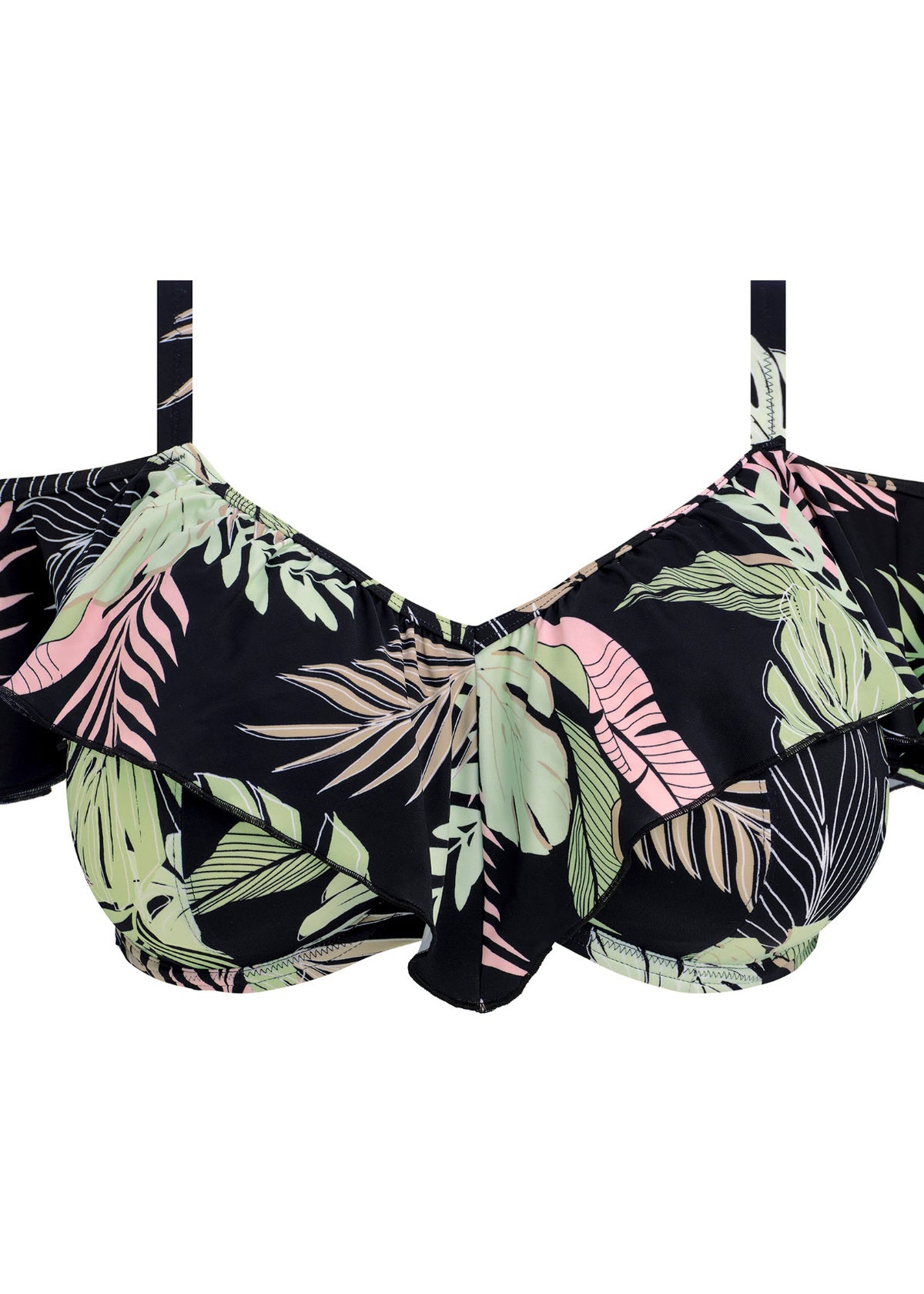Elomi Tropical Retreat Bardot Bikini Top - Black - product shot