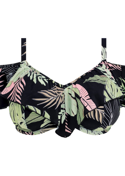 Elomi Tropical Retreat Bardot Bikini Top - Black - product shot