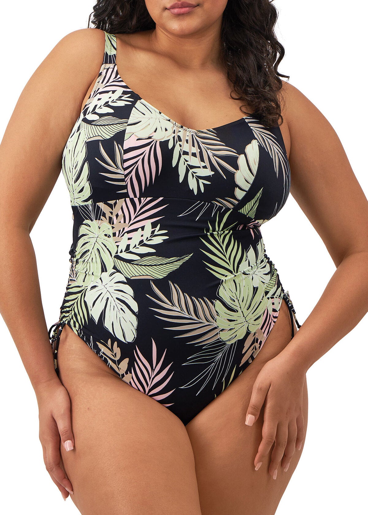 Elomi Tropical Retreat Non Wired Swimsuit - Black - front view
