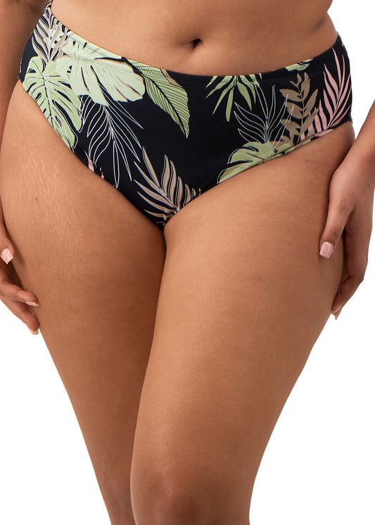 Elomi Tropical Retreat Mid Rise Bikini Brief - Black - front view