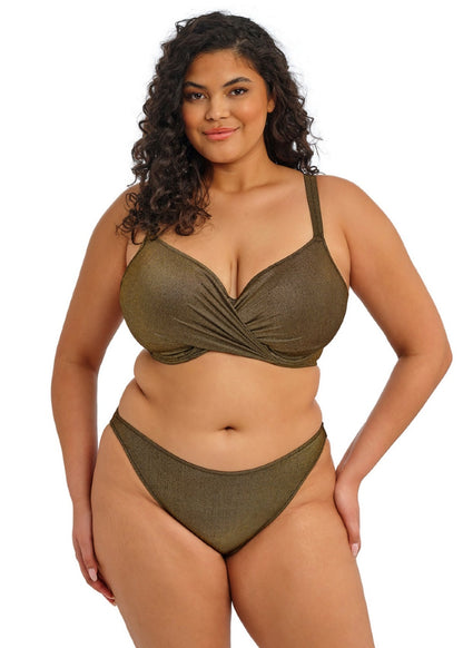 Elomi Sunset Shimmer Plunge Bikini Top - Gold Rush - model view