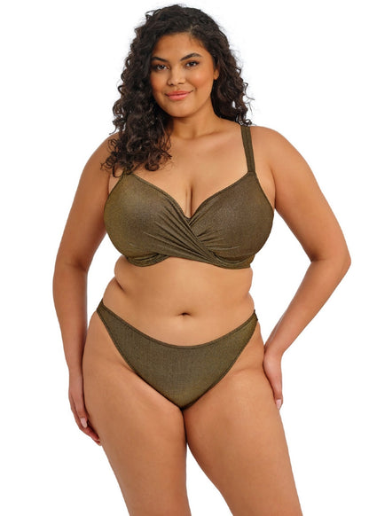 Elomi Sunset Shimmer High Leg Bikini Brief - Gold Rush - model view