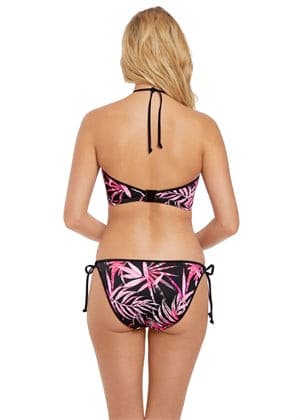 Sunset Palm Black High Neck Crop Top