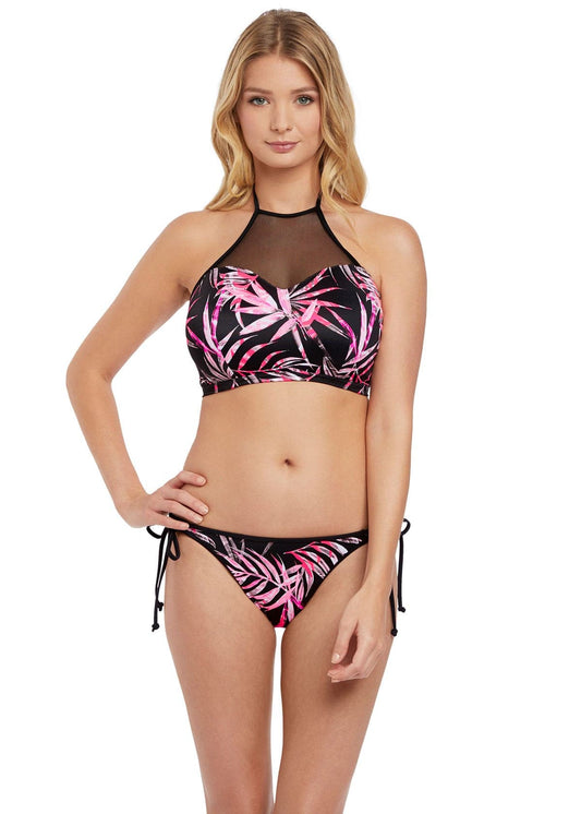 Freya Sunset Palm Black High Neck Crop Top